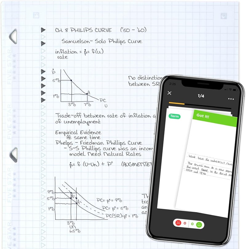 Five Star Loose Leaf Paper + Study App, Graph Ruled Filler Notebook Paper, Reinforced, Fights Ink Bleed, 8-1/2" x 11", 80 Sheets (170122) - Image 3
